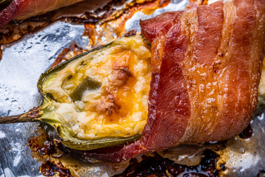 cooked popper in regular bacon