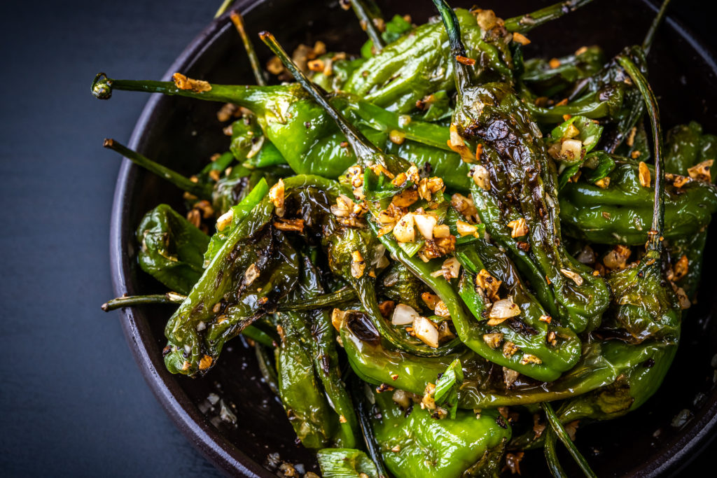 garlicky shishito peppers