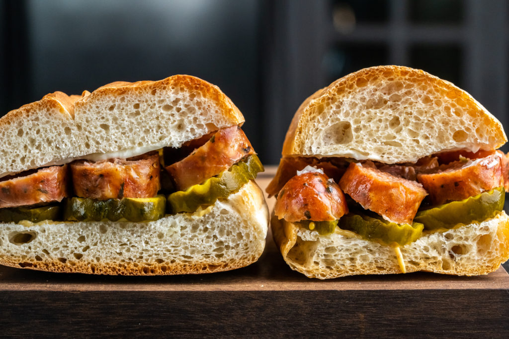 sausage sandwiches made with both breads