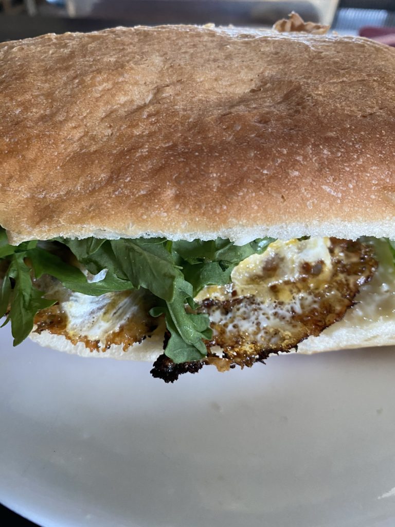 breakfast sandwich on the french bread
