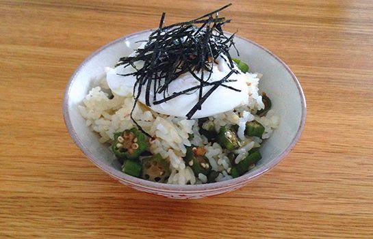 Rice with Okra and a Poached Egg