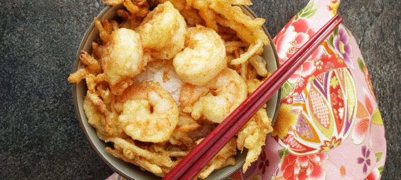 Vegetable and Prawn Fritters Rice Bowl (Kakiage Don)