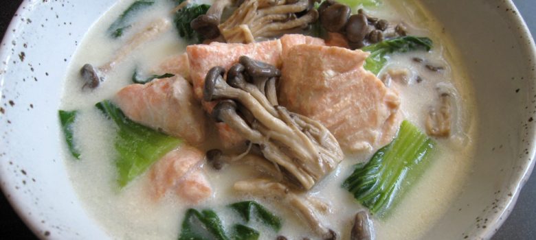 Healthy Salmon & Bok Choy Creamy Soup