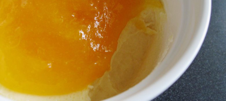 Baked Cream Cheese Custard with Apricot Sauce
