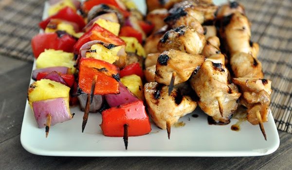 Grilled Honey Chicken and Veggie Kebabs