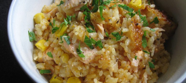 Corn & Salmon Rice with Butter Soy Sauce – Hiroko's Recipes