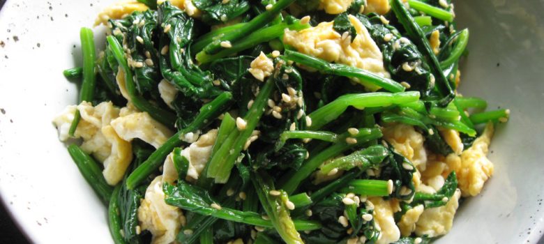 Spinach & Egg with Sesame Oyster Sauce – Hiroko's Recipes