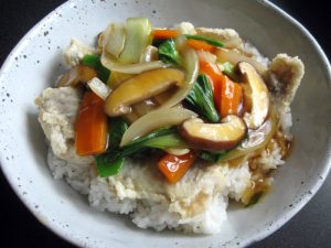 Fried Fish & Vegetable Rice Bowl – Hiroko's Recipes