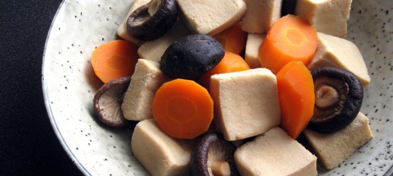 Simmered Kōya Dōfu, Shiitake & Carrot – Hiroko's Recipes