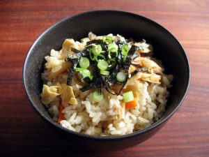 Yuba (Tofu Skin) & Carrot Takikomigohan – Hiroko's Recipes
