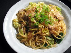 Pork & Cabbage Spaghetti with Sweet Miso Sauce – Hiroko's Recipes