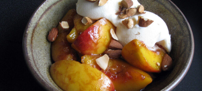Peaches with Caramel Sauce – Hiroko's Recipes