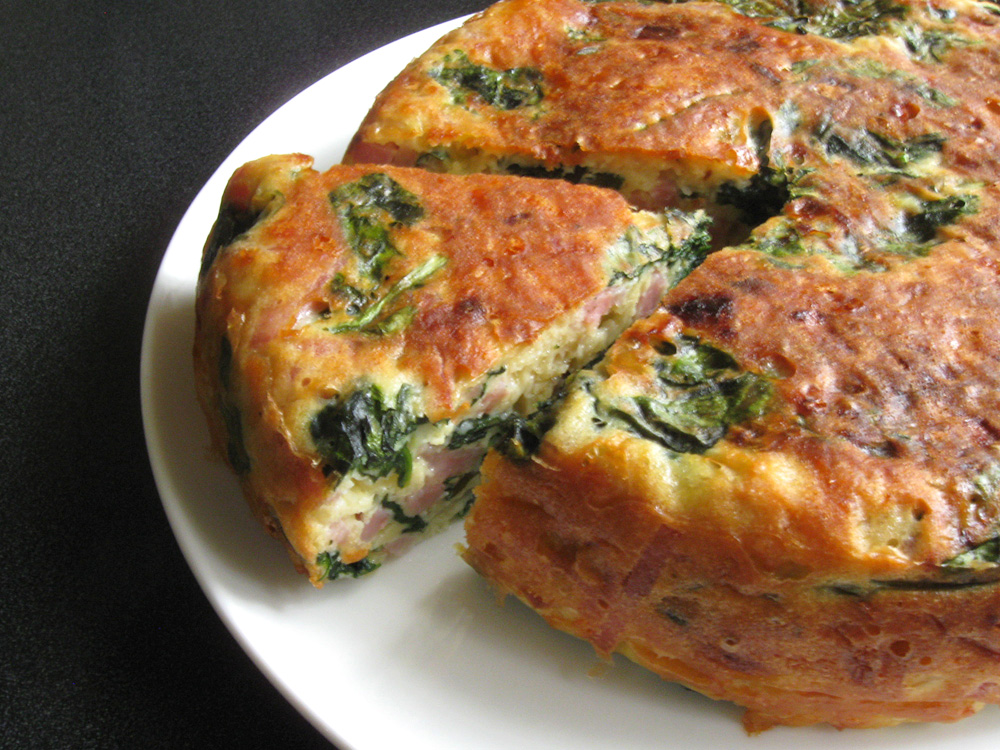 Rice Cooker Spinach & Ham Frittata – Hiroko's Recipes