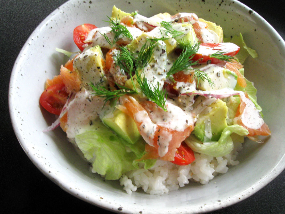 Smoked Salmon & Avocado Salad Sushi Rice Bowl – Hiroko's Recipes