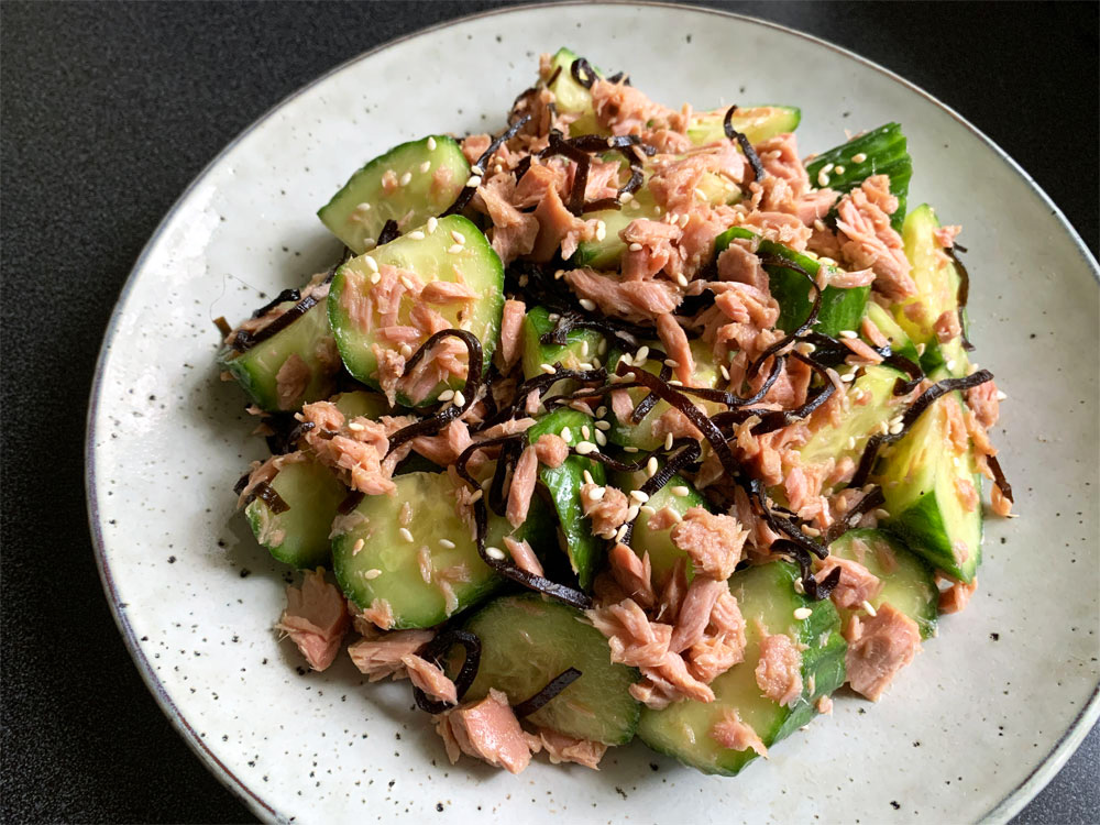 Seasoned Kombu (Kelp), Cucumber & Tuna – Hiroko's Recipes