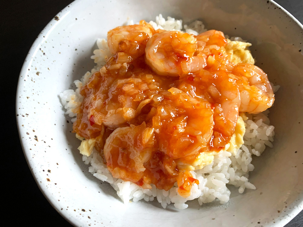 Sweet Chilli Prawns & Egg Rice Bowl – Hiroko's Recipes