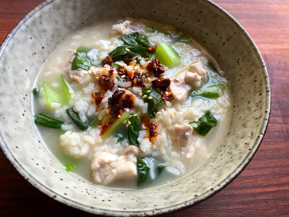 Chicken & Choy Sum Rice Soup – Hiroko's Recipes