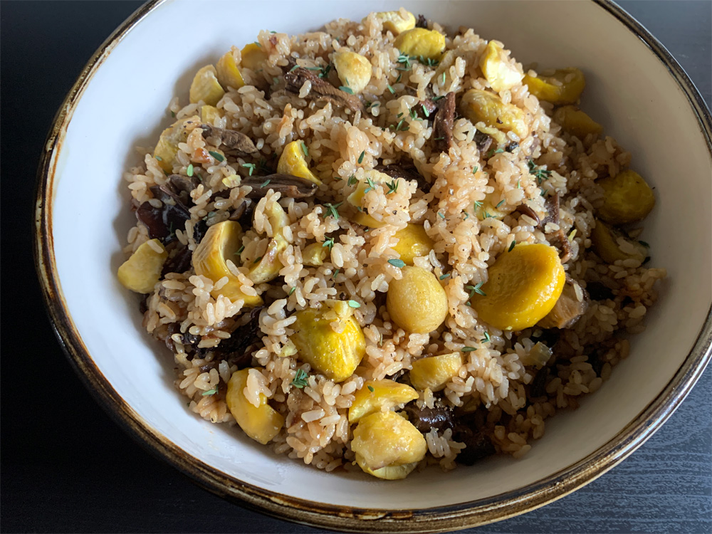 Chestnuts & Dried Mushrooms Rice – Hiroko's Recipes