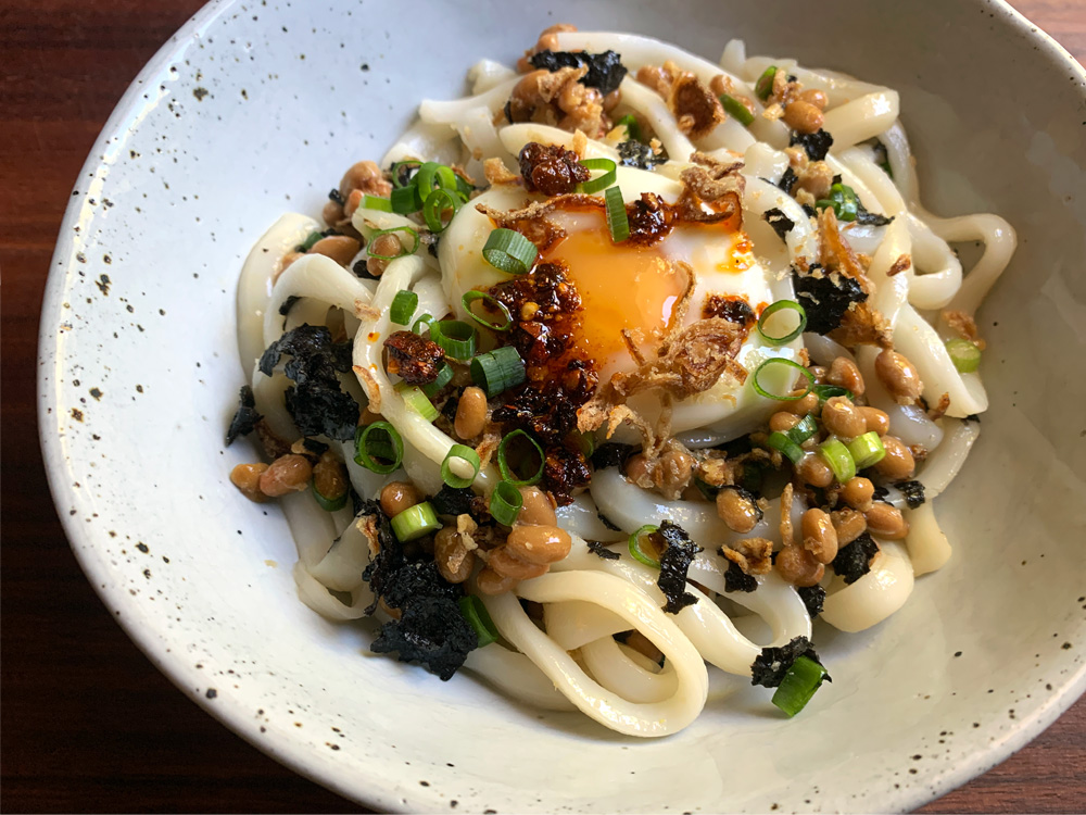 Nattō Udon with Extra Yummy Things – Hiroko's Recipes