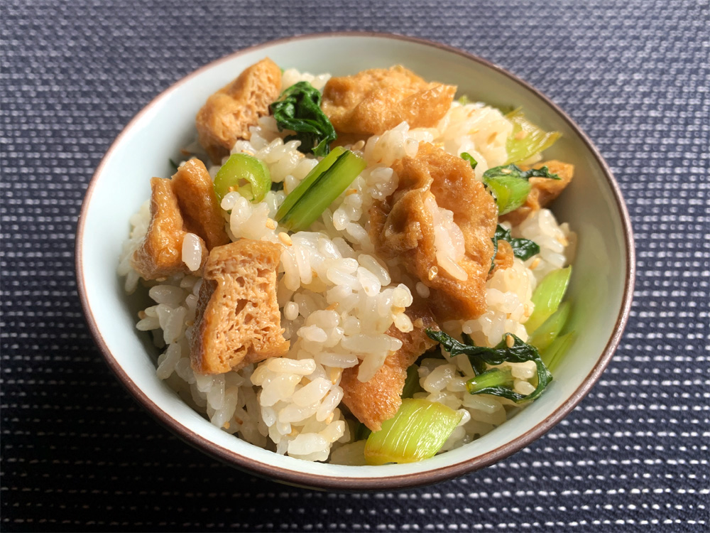 Choy Sum & Fried Tofu Mazegohan – Hiroko's Recipes