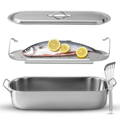 Maxdot 2 Pcs Stainless Steel Endurance Collection Fish Poaching Set
