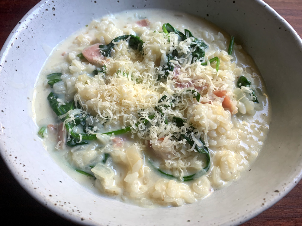 Bacon & Spinach Milk Rice Soup – Hiroko's Recipes