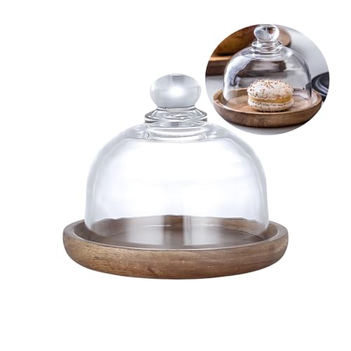 Rikyo Glass Dessert Dome with Wood Base