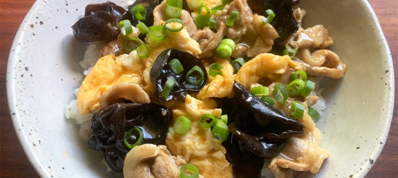 Pork, Black Fungus & Egg Rice Bowl – Hiroko's Recipes