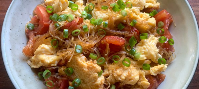 Stir-fried Tomatoes, Egg & Harusame – Hiroko's Recipes