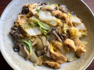 Stir-fried Wombok & Shimeji with ‘Abura-age’ (Thin Fried Tofu) – Hiroko's Recipes