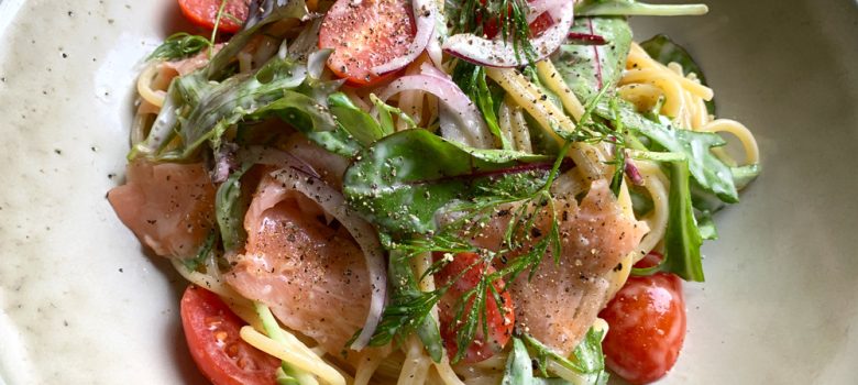 Smoked Salmon Salad Spaghetti – Hiroko's Recipes