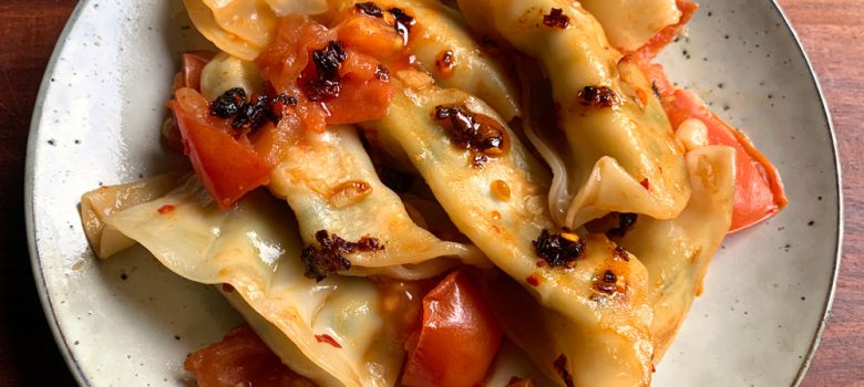 Stir-fried Gyoza & Tomato – Hiroko's Recipes